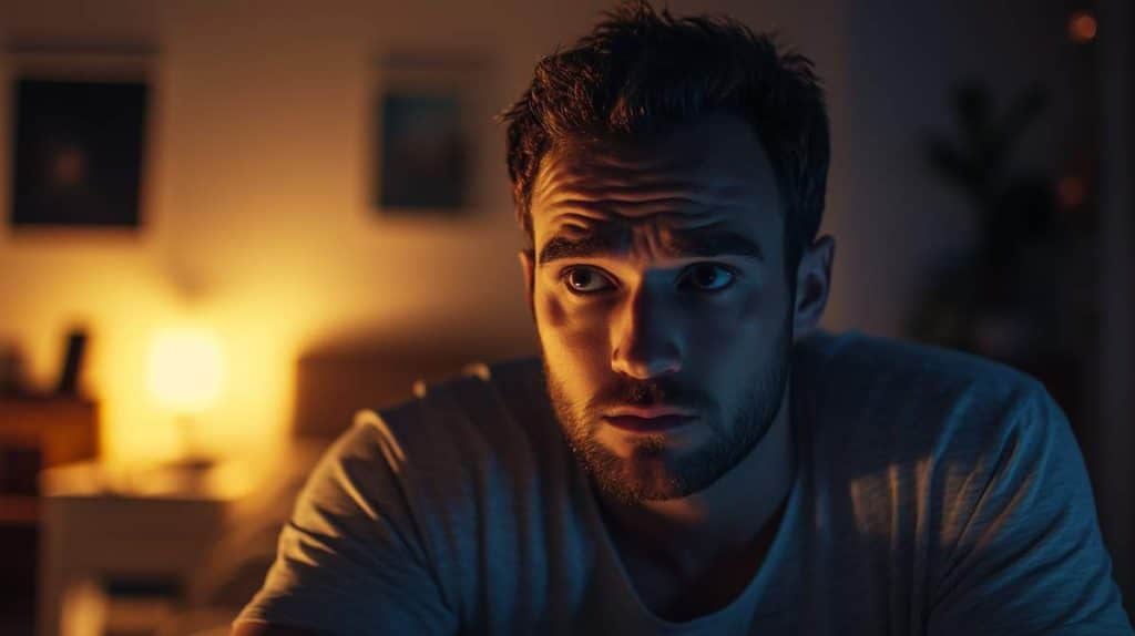 Homme malade qui n'arrive pas à dormir